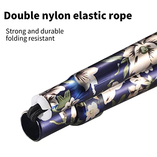 Elegant Walking Cane for Women, Foldable & Adjustable Cane for Seniors with Self-Standing Tip | Lightweight Mobility Aid for Stability & Balance Support - color: Blue and white floral printed