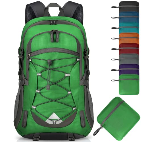 IGOLUMON Hiking Backpack 40L Packable Lightweight Camping Daypack Men Women | Multi-compartment storage Water-resistant Foldable Nylon Material Hiking Day pack for Camping Cycling Outdoor - color: Grass Green
