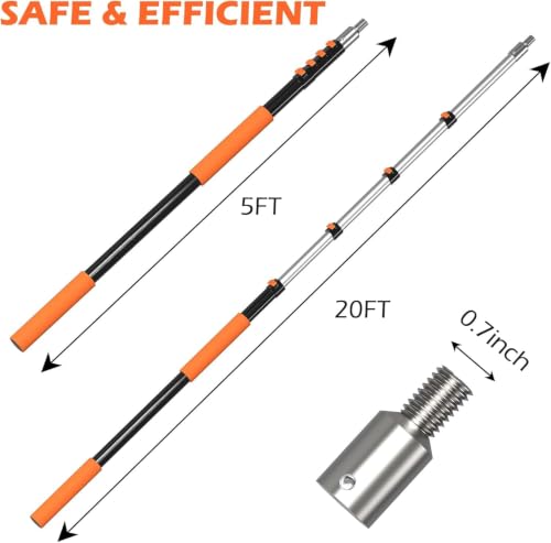 AgiiMan 26FT Reach Telescoping Pole - 5 to 20FT Extension Pole, Portable Aluminum Telescoping Rod with Easy Flip Lock, Paint Roller Extension Poles for Paint Dusting, Window Cleaning - size: 5 FT-20 FT