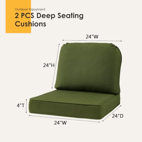 Outdoor Cushions for Patio Furniture Set of 2, 24"x24"(24x24 Back) Water Repellent Chair Cushions Removable Seat Bottom & Back Cushion Covers for Chair, Sofa, Deep Forest Green - color: Deep Forest Green, size: 24"x24"(24x24 Back)