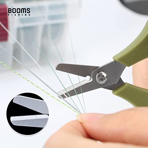Booms Fishing S01 Fishing Scissors for Braided Line, Fishing Line Cutter Saltwater and Freshwater, Fishing Serrated Shears with Retractor, 3.9" Green - color: Green With Retractor