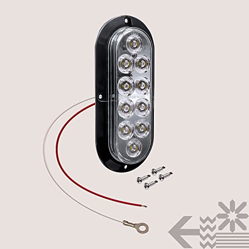 TRUE MODS 6" Clear White Oval LED Reverse Trailer Tail Light for RV Truck | DOT FMVSS 108, Surface Mount, IP67 Submersible, Park & Turn Signal, LED Trailer Tail Brake Lights, Stop Turn Tail Park Brake - color: White, size: 1 Pack