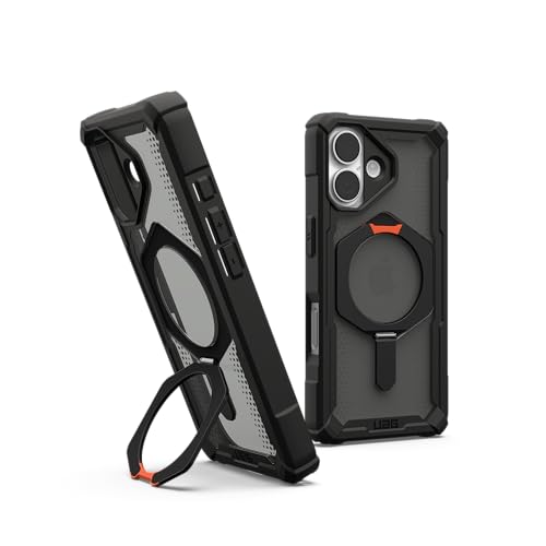 URBAN ARMOR GEAR UAG Designed for iPhone 17 Case with Kickstand Plasma XTE - Compatible with MagSafe Transparent Military Grade Protective Cover, Black/Pop Orange - color: Plasma XTE - Black/Pop Orange
