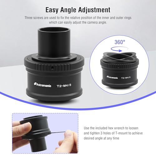Astromania T T2 Mount Ring and T Adapter for Olympus Panasonic M4/3 Cameras | Telescope Photo Adapter for Mirrorless Cameras, Metal Telescope Astrophotography Accessories, Fit 1.25" Astronomy Telescopes - size: Ring Set for Olympus M4/3