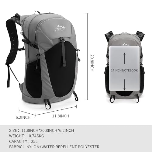 IX INOXTO Hiking Hydration Backpack with 2L/3L Water Bladder for Women and Men18L/25L Water Backpack for Hiking, Cycling, Climbing, Camping - style: Grey-3L Water Bladder