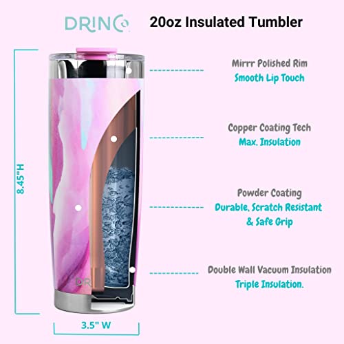 Drinco - 20 oz Stainless Steel Tumbler | Double Walled Vacuum Insulated Mug With Lid, 2 Straws, For Hot & Cold Drinks (20oz Galaxy, 20oz) - color: 20oz Galaxy