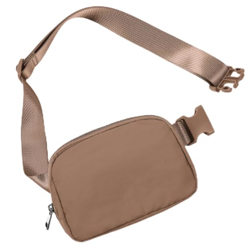 ODODOS Unisex Mini Belt Bag with Adjustable Strap Small Fanny Pack for Workout Running Traveling Hiking, Brown - color: Brown