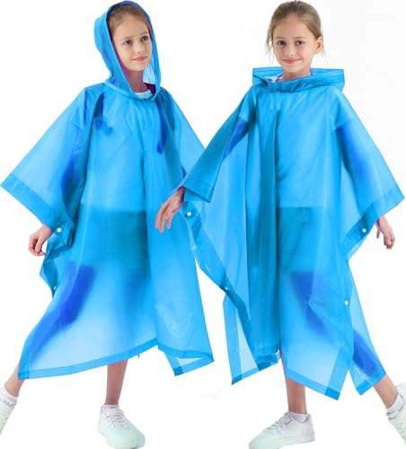 2 Pack Raincoats for Kids, Kids Rain Jacket Reusable Rain Ponchos for Boys and Girls - color: Blue