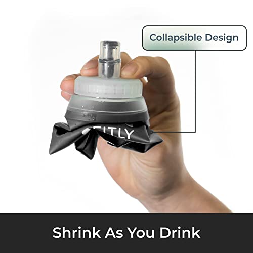 FITLY Soft Flask - Shrink As You Drink Soft Water Bottle for Hydration Pack - Folding Water Bottle Ideal for Running, Hiking, Cycling, Climbing & Rigorous Activity