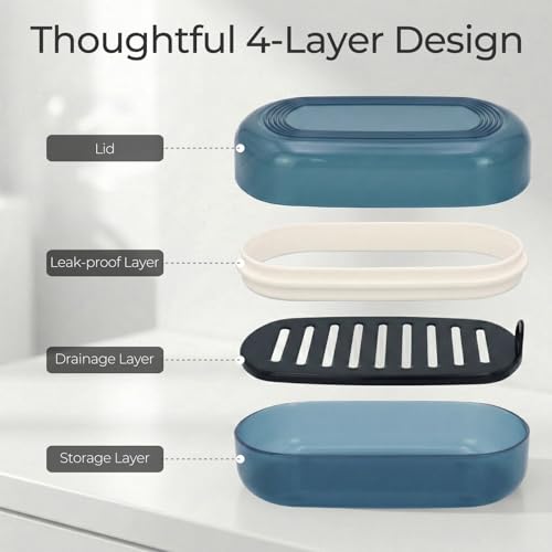 AIMAIAIMAI Shampoo Bar Holder Travel Case for Two Bars, Large Soap Container for Bathroom or Travel (Blue Style A-Large) - color: Blue Style A-large