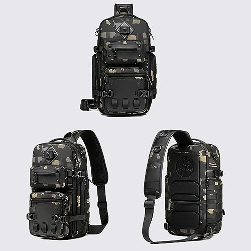 OZUKO Tactical Backpack Chest Sling Bags for Men, Waterproof Crossbody Shoulder Daypack for Outdoor Walking Hiking Trekking (Camo) - color: Camo