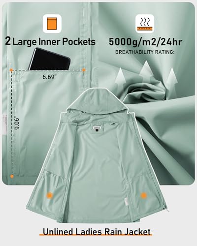 Outdoor Ventures Women's Rain Jackets Lightweight Waterproof RainCoats - color: Aqua Tone, size: 3X-Large