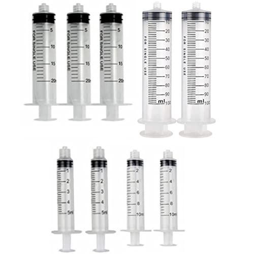 10 Pack 10ml Plastic Syringe Luer Lock With Measurement No Needle for Scientific Labs Liquid Measuring, 10ml 10pcs