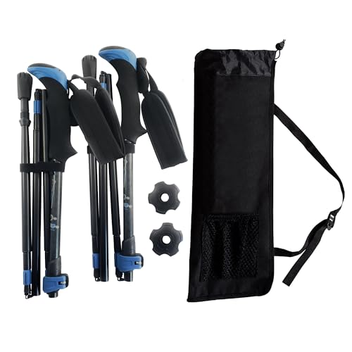 York Nordic Ultralight Folding Walking Poles - Travel Ready - with Rubber Feet, Baskets, and Bag - size: Heights 5'3" to 5'7", style: Trek/Cushion Grips