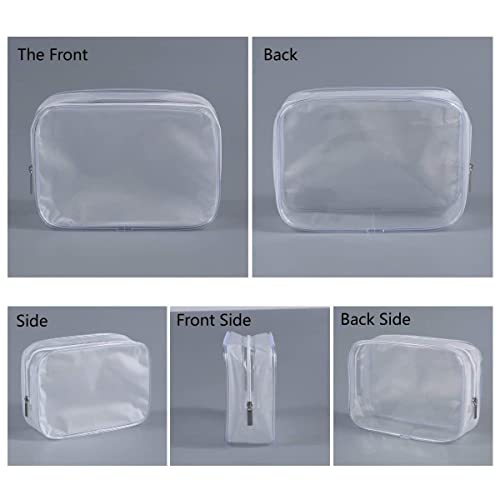 6 Pack Clear Toiletry Carry Pouch, White, Large TSA Approved | Zipper Portable Plastic Cosmetic Bag Waterproof, For Vacation Travel Bathroom and Organizing - size: Large bags only