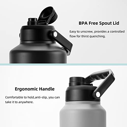 BJPKPK 128oz Insulated Water Bottle, 1 Gallon Water Jug, Stainless Steel - color: Gray, style: 128oz