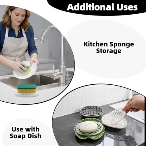 2 Pack Soap Dish for Shower, Non-Slip Silicone Bar Soap Holder with Efficient Drainage Holes for Bathroom Sink, Self Draining Soaps Saver Pad for Shower Niche, Shelf (White- 2Pcs) - color: White- 2pcs
