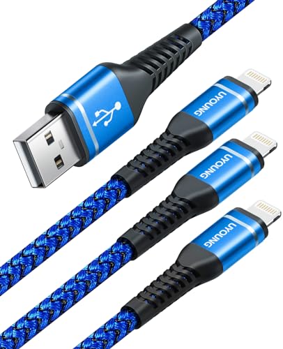 USB to Lightning Cable [MFi Certified] Long iPhone Charger Cord 10FT, 3Pack | Heavy Duty Braided Fast Charging USB A iPhone Cable for iPhone 14 13 12 11 SE X XS XR 8 7 6 6s 5, iPad Pro, Air, mini - Blue - color: Blue, size: 10FT, style: USB A to Lightning