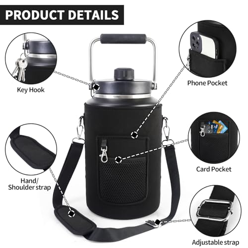 1 Gallon Jug Holder Compatible with Yeti/RTIC One Gallon Jugs, Carrier/Pouch Sleeve for Outdoor Camping, Hiking,Gym