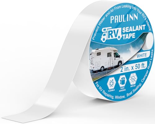 PAULINN RV Camper Roofing Repair Sealant Tape, 2 Inch X 50 Foot Natural White Trailer Roof Rubber Sealing Tape, UV & Weatherproof Roof Seal Tape for RV Camper Trailer Boat Sealing Leak Repair - style: 2in*50ft