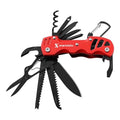 16 In 1 Multi tool Pocket Knife multitool Military Grade Steel: Swiss Style | Multi Functional Small Folding Knife with Keychain, Easy to Carry, Wine/Bottle opener , scissors , saw screwdrivers - Red - color: Red