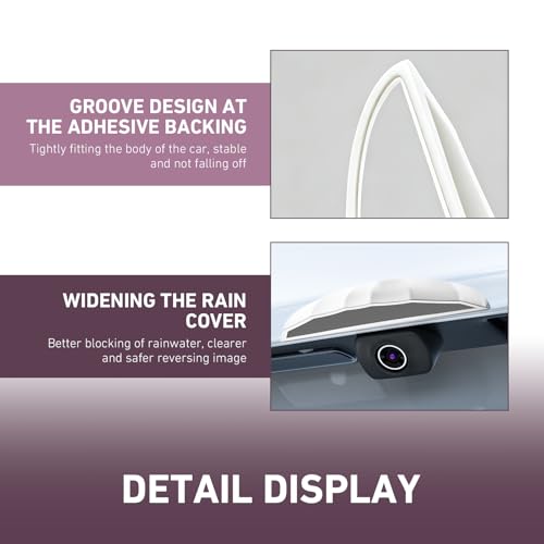 Car Rear View Backup Camera Rain Cover, Soft Silicone Anti-Rain Car Reversing Cameras Protection Cover, Waterproof Auto Backup Camera Rain Shield with Wider Design, for Most Cars (White) - color: White