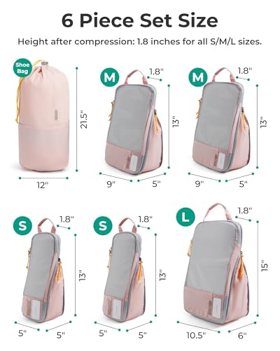 BAGSMART Compression Packing Cubes for Travel Essentials - color: Olive Green-6 PCS, size: Set of 6