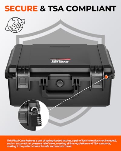 Pistol Case for Multiple Handguns, 3 Foam Types & Multiple Layout Available, Firearm Travel Carrying Case Fits Glock, Beretta, S&W, Waterproof Gun Box - color: Hold 5 Guns (4+1 Layout), size: Standard Foam
