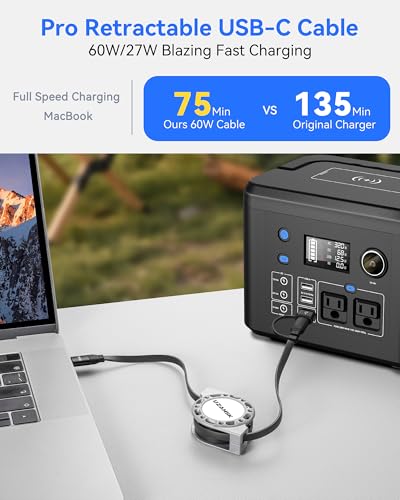 3 in 1 Retractable Charging Cable, USB A/C Charging Cable | [60W 2Pack 4Ft] , with Type C/Lighting/Micro USB Ports for Cell Phones/IP/Galaxy/PS/Tablets/iPads - size: A TO 60W:1PACK