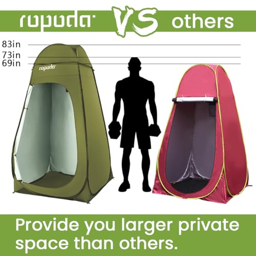 ropoda Pop Up Changing Tent 83" x 48" x 48", 6.9FT Upgrade Shower Tent, Portable Changing Room, Shower Tents for Camping, Privacy Tents,Includes 1 Removable Bottom,8 Stakes,1 Rain Cover(Olive Green) - color: Olive Green