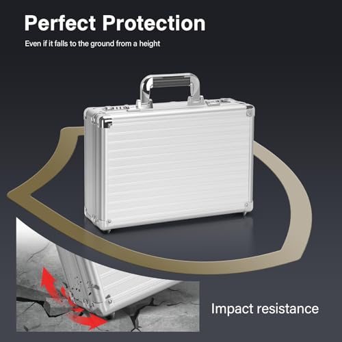 LOCKCURX Security Lock Boxes - 14.2 x 9.4 x 4.5 Inch Medium, Portable Locking Storage Totes with Dual Combination Locks, Medicine Lock Box, Lock Boxes for Personal Items, Cash & Briefcase - Silver - color: Silver, size: Medium
