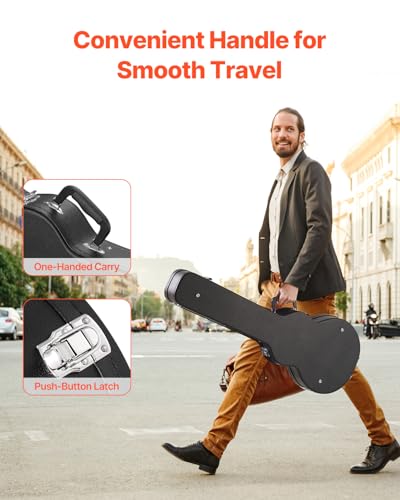 VEVOR Electric Guitar Hard Case, for 39 in LES Paul Guitars, Gourd-Shaped | with PVC Padding Soft Lining, Protective Carrying, Water-Resistant, Lock Latch, Keys, Handle - size: 41.34 inches Gourd-Shaped