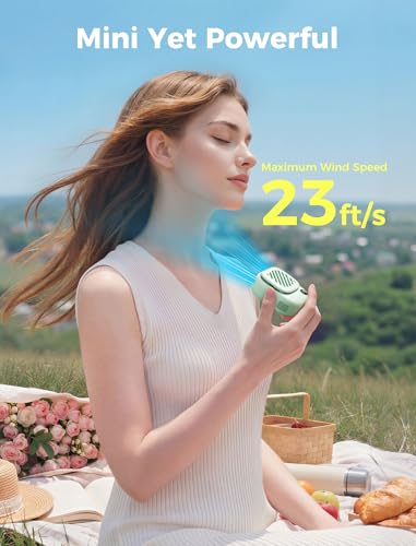 Aecooly Mini Portable Neck Fan, Mighty Hands Free Fan, Magnetic Fit - color: Green, size: Magnetic