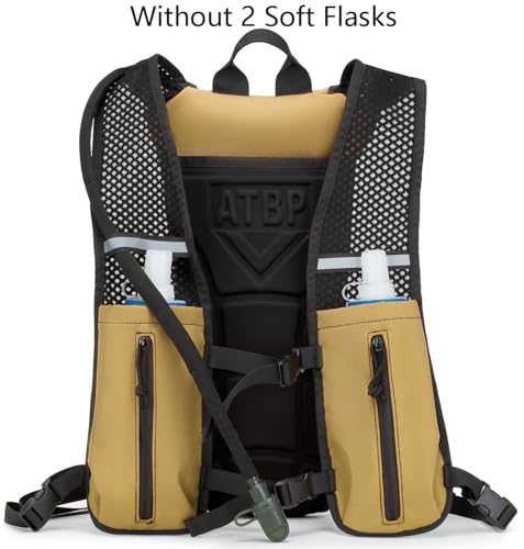 Running Hydration Vest Pack Tactical 3L Water Bladder Backpack Bag for Cycling Marathon Hiking Daypack Men & Women - color: Brown Khaki Tan