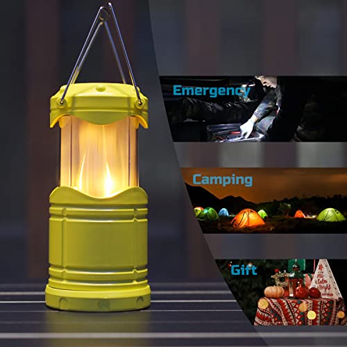 Lichamp 4 Pack LED Camping Lanterns, Yellow | Collapsible Flameless Candles Tea Lights, Portable Battery Powered Camping Lights Emergency Supplies Kit - color: Yellow