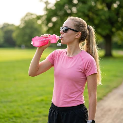 500ml Soft Flask, Shrink As You Drink Collapsible Water Bottles for Running Vest & Hydration Pack, BPA-Free Leak-Proof TPU Folding Bottle for Hiking Cycling Climbing Jogging-Pink - color: 1PCS Pink
