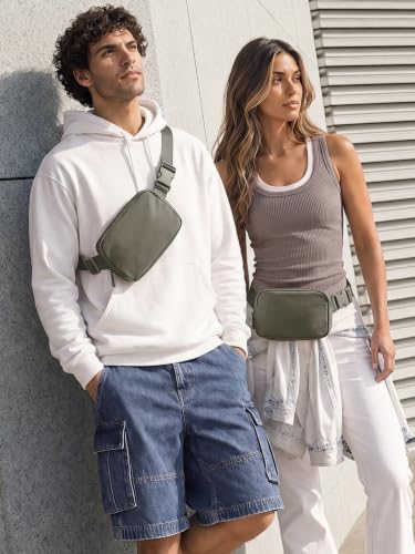 ODODOS Unisex Mini Belt Bag with Adjustable Strap Small Fanny Pack for Workout Running Traveling Hiking, Dark Umber - color: Dark Umber