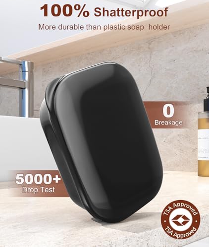 Quatish Leakproof Soap Dish with Lid & Draining Layer, Shatterproof Travel Bar Soap Holder Case Container, Portable Travel Size Toiletries Essentials for Camping, Gym, Bathroom, Black (Pack of 2) - color: Black, size: Medium (Pack of 2)