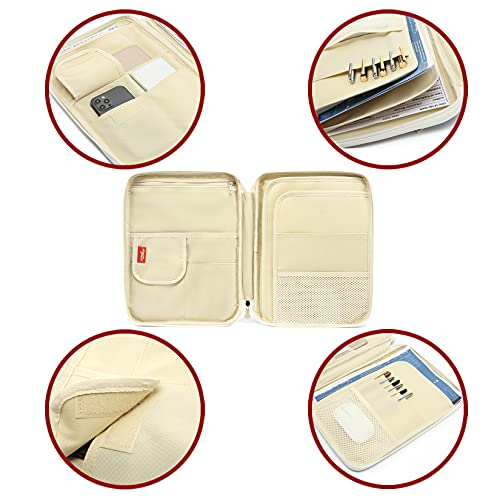Lanola A4 Document Bags Portfolio Waterproof Business File Holder Travel Gear Organizer Electronics Accessories Bag - color: Khaki and Light Blue
