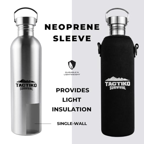 Tactiko Stainless Steel Wide Mouth Water Bottle | Single Wall Boil-Safe - color: Black, size: 51 oz/1500 ml