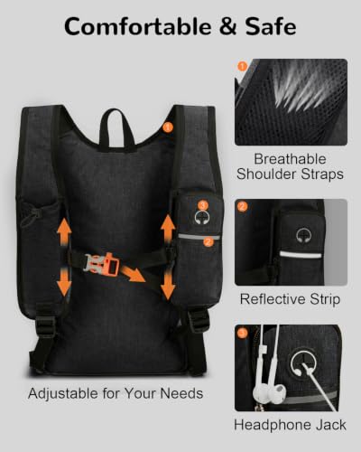 Folding Hiking Backpack with Phone Pocket for Men Women, Small Ultralight Packable Casual Daypack with Shoulder Chest Straps for Travel, 15L Foldable Lighweight Day Pack, Black - color: Black