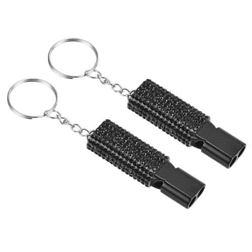 PATIKIL Emergency Whistle with Keychain, Bling Safety Survival Whistles Rescue Signaling Loud - color: Black
