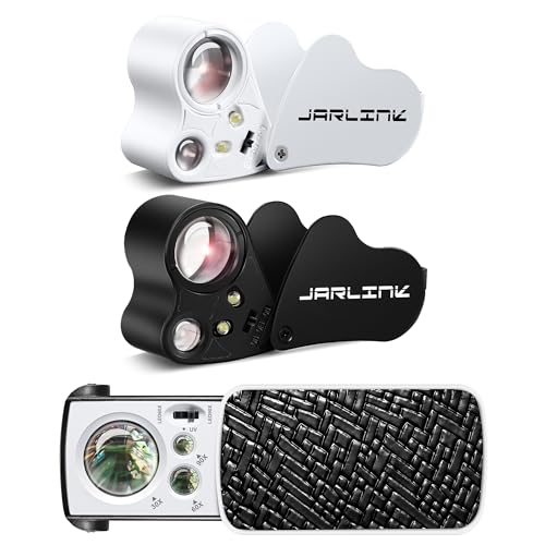JARLINK 3 Pack 30X 60X 90X UV LED Illuminated Jewelers Loupe - size: 11.6cm x 3cm