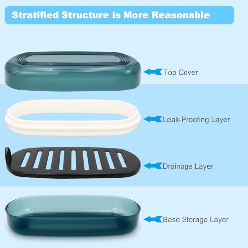 HAYSNA Solid Shampoo Bar Holder, Large Bar Soap Holder, Travel Soap Container, Soap Box with Draining Layer, Soap Case for Bathroom, Traveling, Gym, Camping (Blue Style-1-Large) - color: Blue Style-1-large