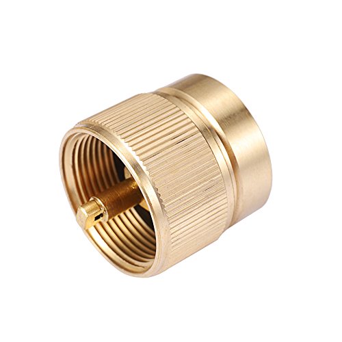 Camping Stove Adapter 1LB Propane Small Tank Input and a Lindal Valve EN417 Output Outdoor Cylinder LPG Canister Convert (Brass)