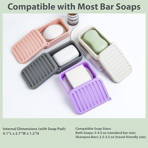 Portable Leakproof Travel Soap Case, Silicone Soap Case, Compact Soap Holder with Drainage Layer, Travel Soap Holder for Camping, Gym, Outdoor (Deep-Gray) - color: Deep-gray