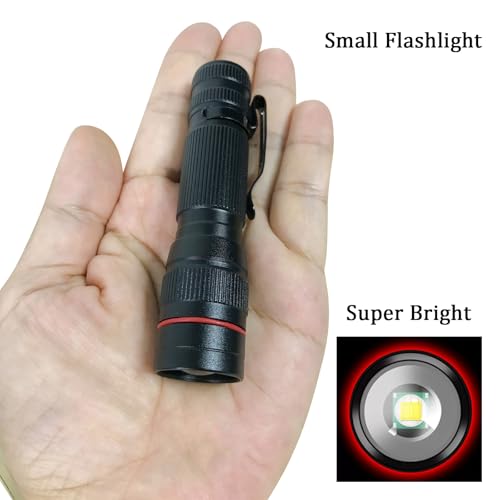 Wrrozz 2 Pack Small Mini LED Rechargeable Flashlight, Zoomable with Clip - size: B-2 pack