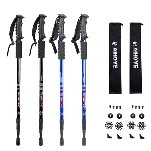 Aihoye Hiking Trekking Poles, 2 Pack Walking Hiking Sticks for Men &Women - color: Blue-Black