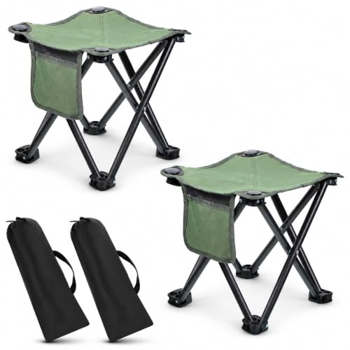 2 Pack Camping Stool, 13 Inch Portable Folding Stool (Green) - color: Green