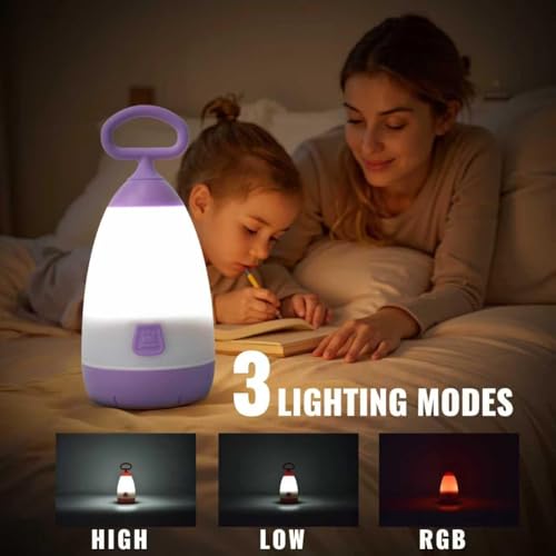 2-Pack Kids Lantern & Night Light Battery Operated, Purple & Blue - color: Purple & Blue